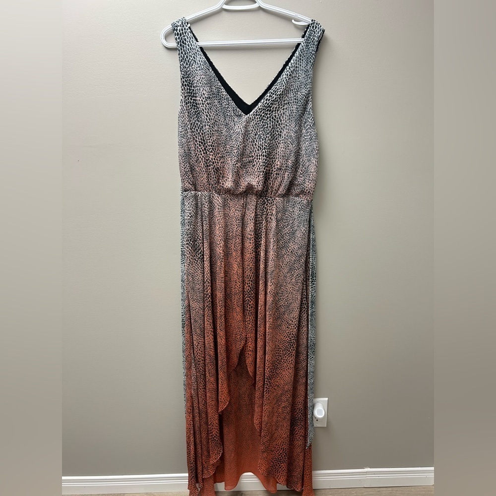Guess V-Neck Ombré Animal‎ Print Maxi Dress